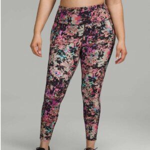 Lululemon Fast and Free High-Rise Tight 25" Stencil Blossom Red Multi Size 6